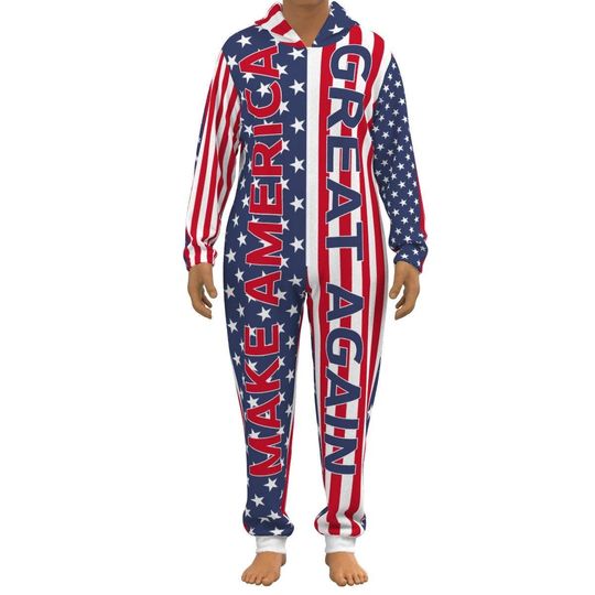 Trump MAGA Adult Onesie Pajamas, Unisex Thickened Jumpsuit for Comfortable & Cozy Wear, Perfect Gift , Hoodie, Trending, Original Design