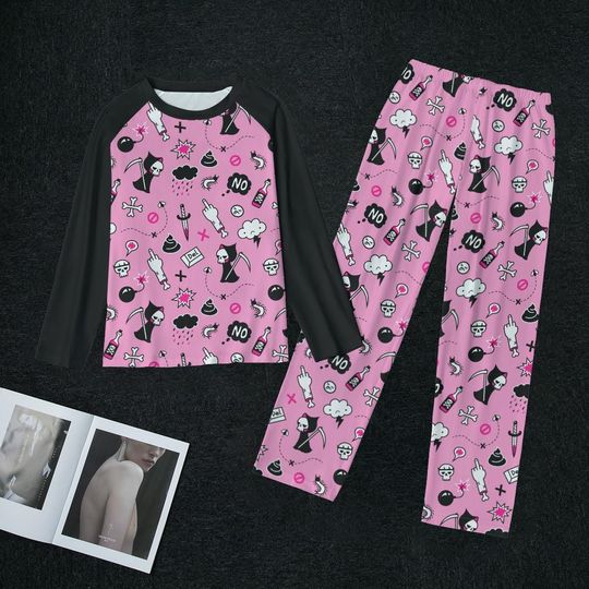 Pink Death 2 Piece Women's Pajamas
