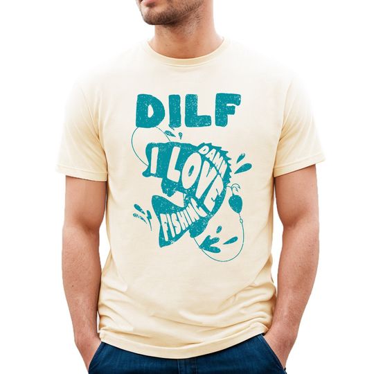 DILF Shirt Damn I love Fishing tee shirt for Dad | Fisherman dad gift for Father's Day | Funny Husband Gift Fishing Tee for Men