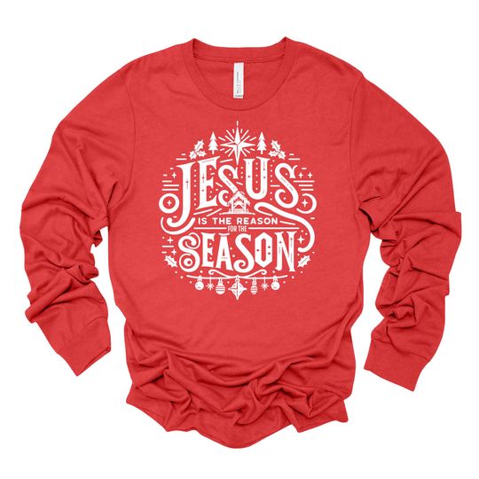 Christmas Long Sleeve, Jesus Is The Reason For The Season, Jesus The Reason Design, premium unisex long sleeve tee, 3x plus size long sleeve