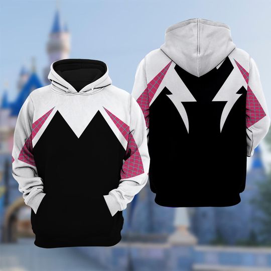 Spider Girl Cosplay Costume 3D Hoodie, Gwen Stacy Suit Halloween Costume Hoodie, 3D Halloween Cosplay Costume, All Over Print Hoodie