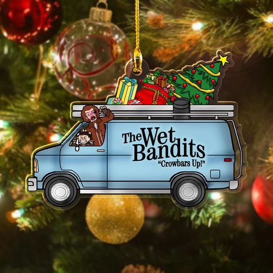 Wet Bandits Home Alone Christmas Ornament, Funny Home Alone Acrylic Ornament, Harry Lyme and Marv Murchins In Car Keepsake, Xmas Family Gift
