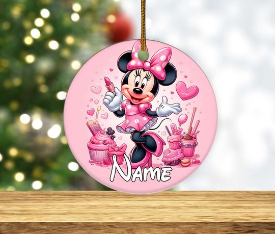 Personalized Minnie Mouse Christmas ornament, Disney Cartoon Christmas Ornament, Minnie ornament, Cute Minnie Christmas ornament