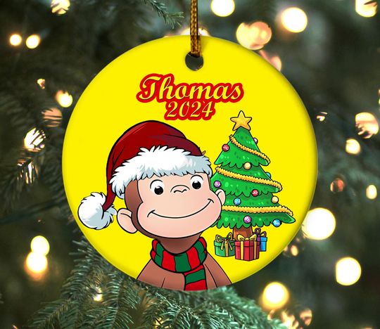 Curious George christmas ornament, Personalized Christmas, Curious George gifts, Custom ornament