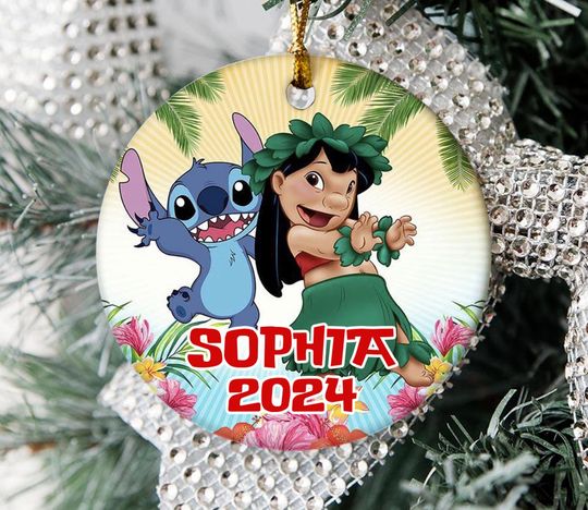 Personalized Stitch And Lilo Ornament, Disney Stitch Christmas Ornament Gift For Baby, Disney Xmas Tree, Christmas Family Ornament