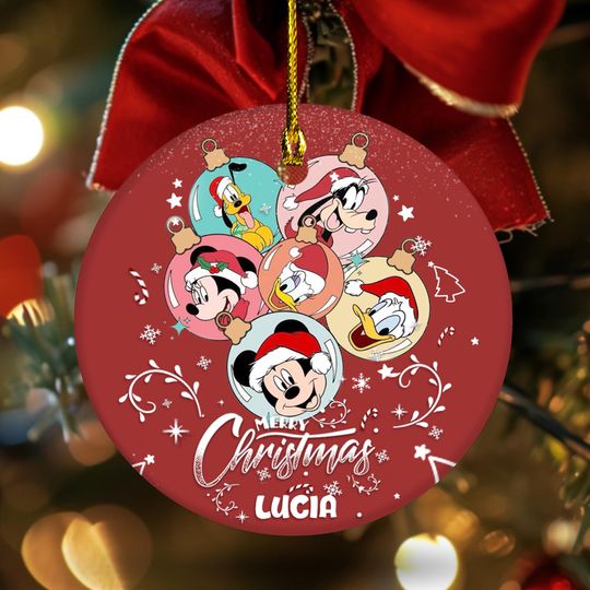 Personalized Disney Mickey and Friends Christmas Ornament, Family Christmas Tree Hanging Ornament, Disneyland Christmas Gifts