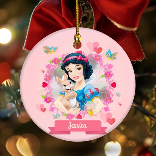Personalized Snow White Ornament 2024, Disney Snow White Ceramic Ornament, Snow White And The Seven Dwarfs Ornament, X-mas Gift