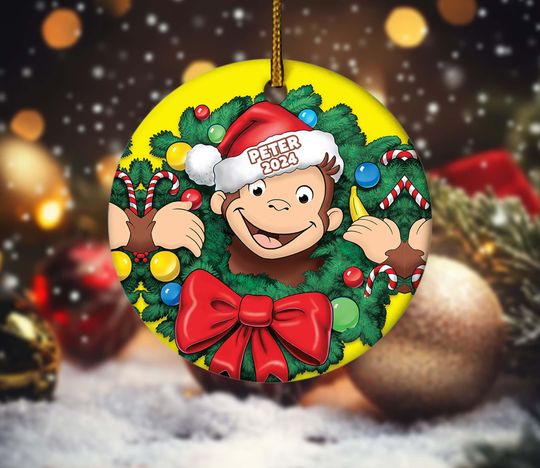 Personalized Curious George Christmas Ornament,First Christmas Ornament,Christmas Ornament,Curious George Ornament,ornament for kids