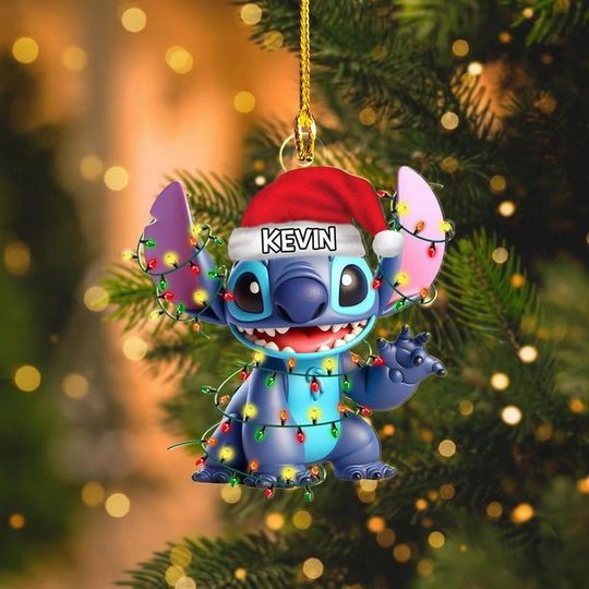 Personalized Disney Stitch Christmas Ornament, Lilo Stitch Ornament, Lilo and Stitch Ornament, Acrylic Ornament