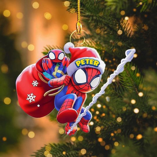 Personalized Spiderman Christmas Ornament, Spidey and Friends Ornament, Marvel Kid Christmas Ornament, Acrylic Ornament