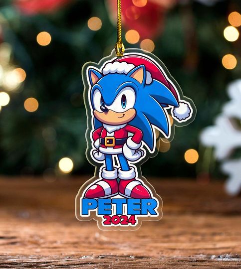 Personalized Sonic Ornament, Sonic Hedgehog Character Ornament, Customized Sonic Ornament, Sonic Christmas Ornament, Acrylic Ornament