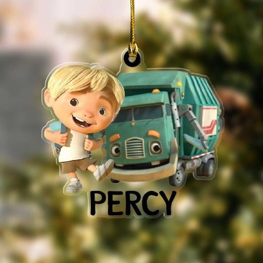 Personalized Trash Truck Ornament, A Trash Truck Christmas Ornament, Giant Jack Ornament, Trash Truck, Kid Ornament