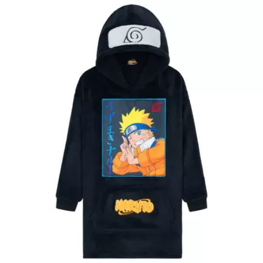Narutoo Oversized Hoodie Blanket for Kids, Anime Hoodie for Boys (Black)
