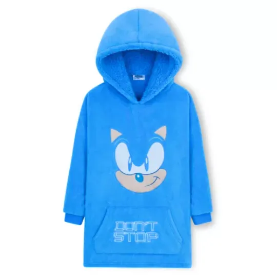 Sonic TheHedgehog Oversized Hoodie Blanket for Kids, Sonic Gifts for Boys (Blue