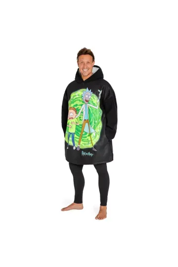 Rick & Rickandmorty Mens Oversized Over The Head Poncho Pockets Long Sleeved Blanket