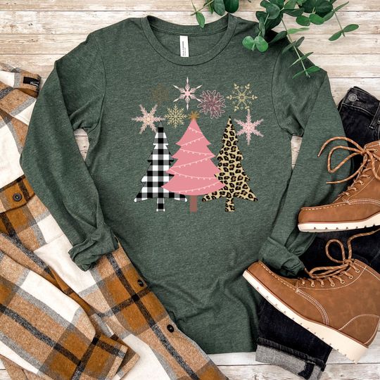 Christmas Tree long sleeve shirt, Soft Christmas Tshirt, Long sleeve Christmas gift, Winter long sleeve shirt, Bella Canva Christmas shirts