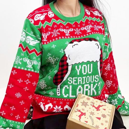 National Lampoon's Christmas Vacation Knitted Sweater, You Serious Clark Ugly Sweater, Griswold Family Christmas Ugly Sweatshirt