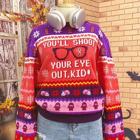 You'll Shoot Your Eye Out Knitted Sweater, A Christmas Story Ugly Christmas Sweater, Funny Christmas Ugly Knitted Sweater, Xmas Gifts