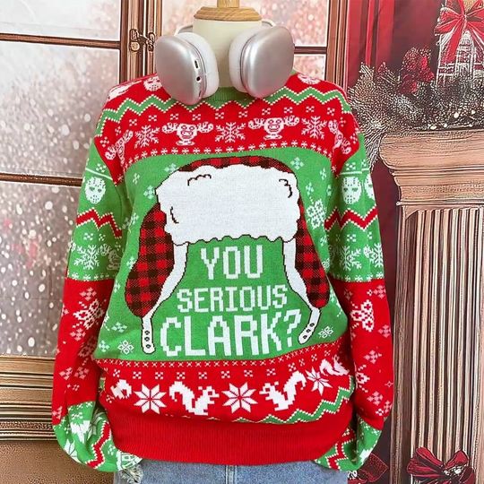 National Lampoon's Christmas Vacation Knitted Sweater, You Serious Clark Ugly Sweater, Griswold Family Christmas Ugly Sweatshirt