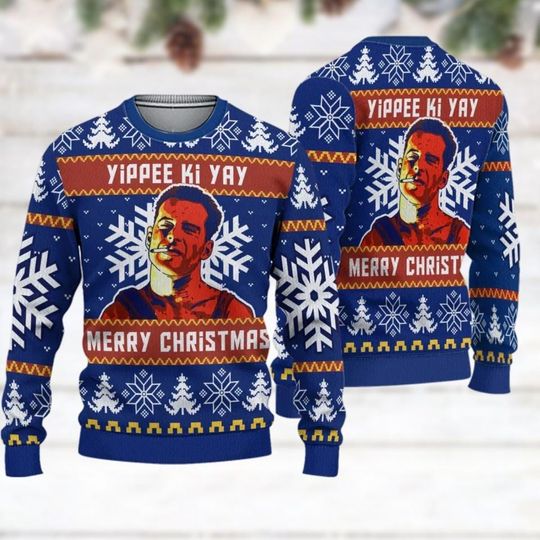 Christmas Die Hard Ugly Sweater, Yippee Ki Yay Xmas Sweater, Bruce Willis Ugly Christmas Sweater, Christmas Movie Sweater
