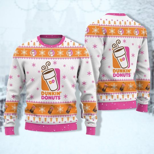 Christmas Dunkin Donuts Ugly Sweater, Donuts Christmas Sweater, Ugly Xmas Sweater, Donuts Shirt, Women Sweater, Family Christmas Gift