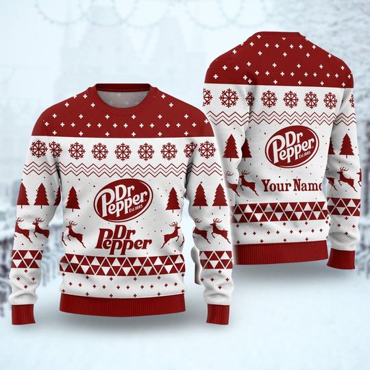 Christmas Dr Pepper 3D Ugly Sweater, Mens Christmas Sweater, Custom Dr Pepper Christmas Sweater, Unisex Sweater, Holiday Family Gifts