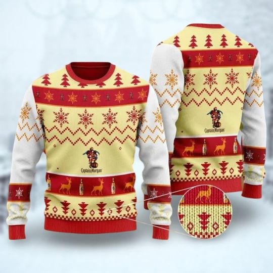 Captain Morgan Christmas Ugly 3D Sweater, Mens Christmas Sweater, Christmas Gift Idea, Unisex Ugly Sweater, Holiday Family Gifts