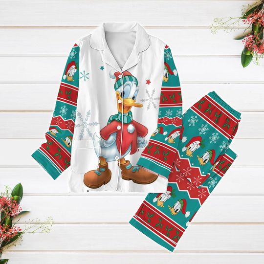 Donald Duck Christmas Pajamas, Disney Mickey's Very Merry Xmas Party Pajamas, Santa Duck Pajamas Set, Disneyland Vacation Family Trip