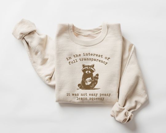 In The Insterest Of Full Transparency It Was Not Easy Peasy Lemon Squeezy Vintage Raccoon Sweatshirt, Retro 90s Raccoon Shirt, Trash Panda