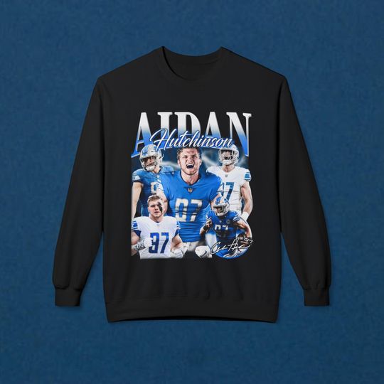 Aidan Hutchinson, Lions, Bootleg Style Sweatshirt, Detroit, Number 97, Unisex Softstyle Sweatshirt, Football Fan Apparel, Sports Gift
