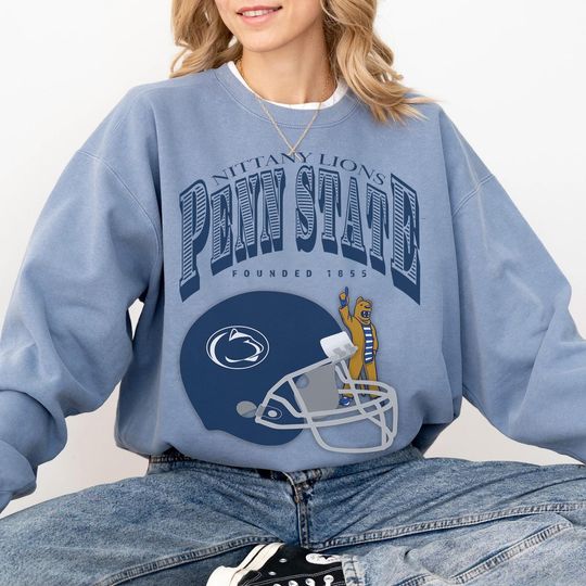 Vintage Penn State Crewneck Sweatshirt, Unisex Garment Dyed Pullover, Cozy College Spirit Wear, Perfect for Game Day, Football Tailgate Fit