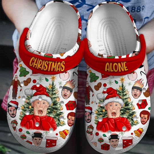 Kevin Mccallister Santa Hat Sneakers, Christmas Home Alone Shoes, Movie Xmas Sandals, Xmas Gift For Adult Shoes, Christmas Family Slipp