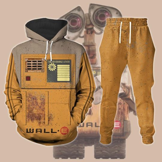 Christmas Wall E Cosplay Hoodie Joggers, Wall E Robot Shirt, Disney Cosplay Hoodie, Walle and Eve Matching Shirt, Wall E Workout Pants