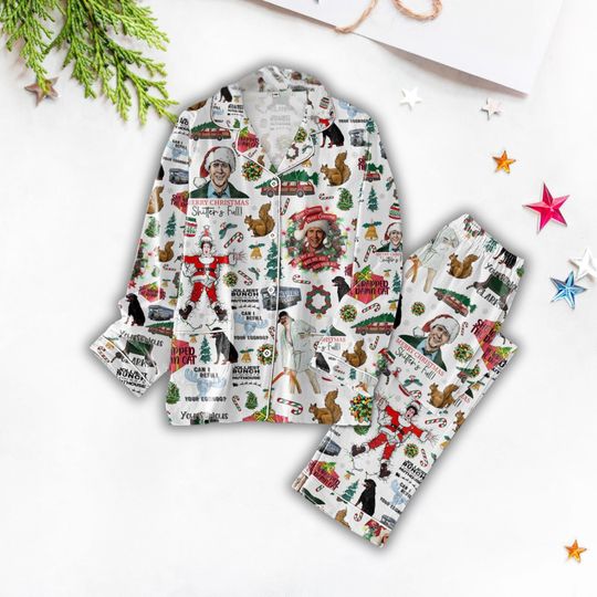 National Lampoon Vacation Pajamas Set, Griswold Christmas Pajamas, You Serious Clark Holiday Pajamas, Shitters Full Pajamas For Party