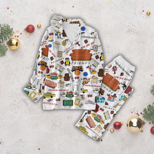 Friends Movie Pajamas Set, Friends Comedy Christmas Pajamas, Central Perk Pajamas, Funny Friends Movie Matching Pajamas, Women Pajamas