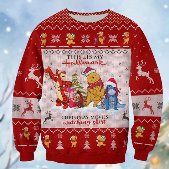 Christmas Winnie The Pooh Ugly Sweater, Pooh And Friends Xmas Sweater, Pooh Piglet Tigger Eeyore Shirt, Disneyland Family Trip Merch