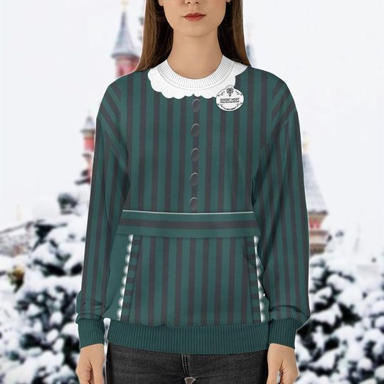 Christmas Haunted Mansion Maid Ugly Sweater, Haunted Mansion Cosplay Costume, Magic Kingdom Shirt For Women, Disney Gift For Her