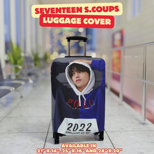 Seventeen S.Coups Kpop Luggage Cover, SVT K-pop Luggage Accessories, K pop Fan Carat Merch Gift Idea, Gifts for Him & Her, Travel Suitcase