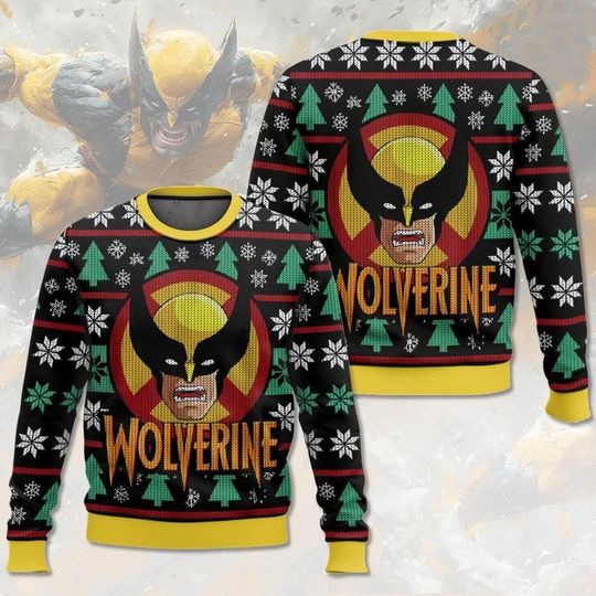 Wolverine Ugly Christmas Sweater, Wolverine Superhero Xmas Sweater, Deadpool 3 Movie Christmas Sweatshirt, Christmas Gift