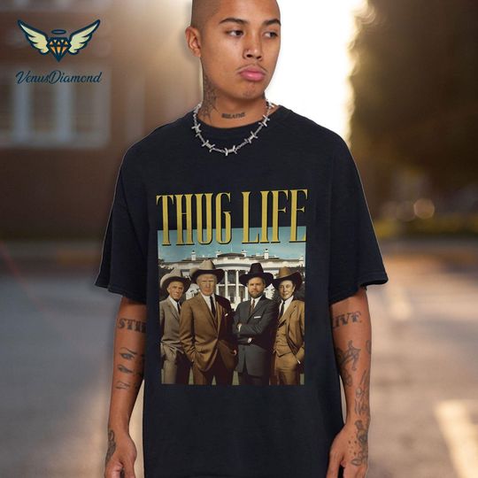 Discover Trump Vance Kennedy Musk Thug Life Shirt, Elon Musk Dark Maga Republican Shirt, Republican Support Trump Shirt, MAGA Political Humor Shirt