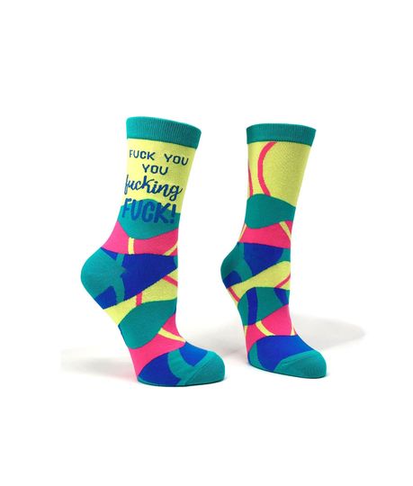 F**k You You F..king F**k Ladies' Crew Socks |  Inappropriate Swear Word Socks | Funny Curse Words Socks | Profanity Socks
