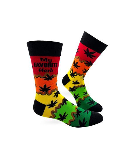 My Favorite Herb Men's Novelty Crew Socks | Blunt Joint Socks | Marijuana Socks | Hemp Leaf Gift for Him | Funny Pot Socks