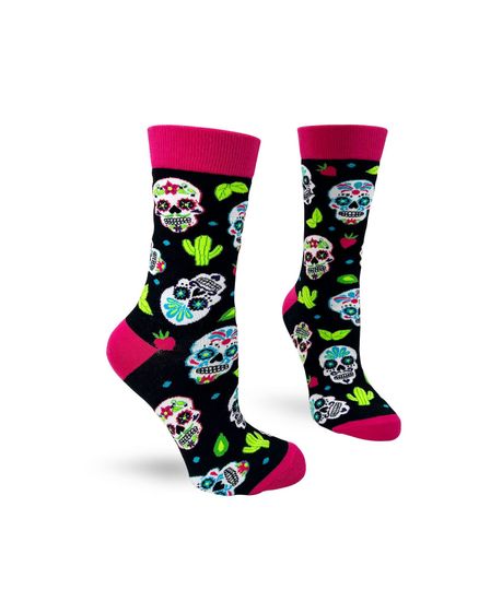 Sugar Skull Women's Crew Socks | Skull Socks | Colorful Sugar Skull Socks |  Celebration of the Day of the Dead