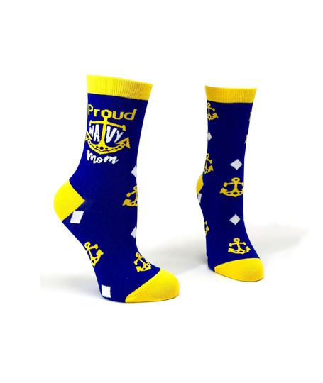 Proud NAVY Mom Women's Crew Socks | NAVY Mom Gift | Good Causes Socks | Ladies' Novelty Socks