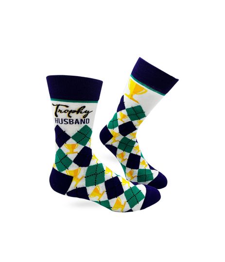 Trophy Husband Men's Novelty Crew Socks | Husband Gift | Funny Phrases Socks | Funny Gift for Him