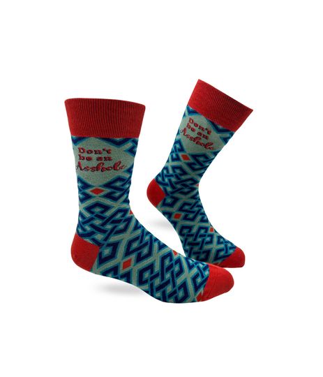 Don't Be An Asshole Men's Novelty Crew Socks | Swear Word Socks | Funny Phrases Socks for Men | Funny Gift for Him