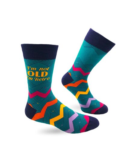 I'm Not Old I'm Retro Men's Novelty Crew Socks | Funny Phrases Socks | Funny Gift for Him | Grandfather Gift | Funny Grandpa Gift