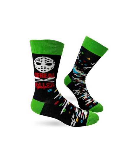 Cereal Killer Men's Novelty Crew Socks  | Funny Phrases Socks for Men | Funny Gift for Him