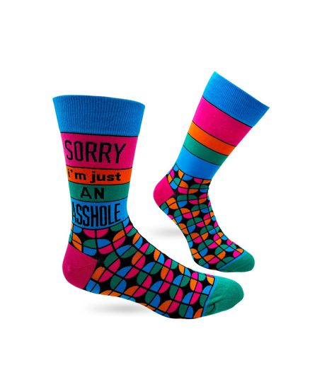 Sorry I'm Just An Asshole Men's Novelty Crew Socks | Funny Men's Gift | Funny Phrases Socks | Funny Gift for Him