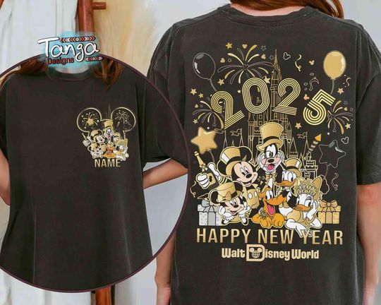 Personalized Mickey & Friends Happy New Year Fireworks 2025 Shirt, Disney Family Tee, New Year Crew shirt, Magic Kingdom Happiest Place